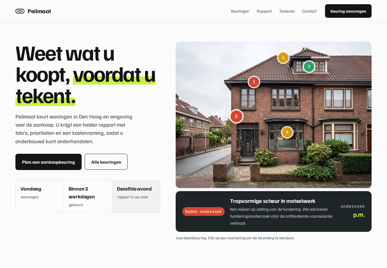 Homepage van de template Peilmaat Bouwkeuring