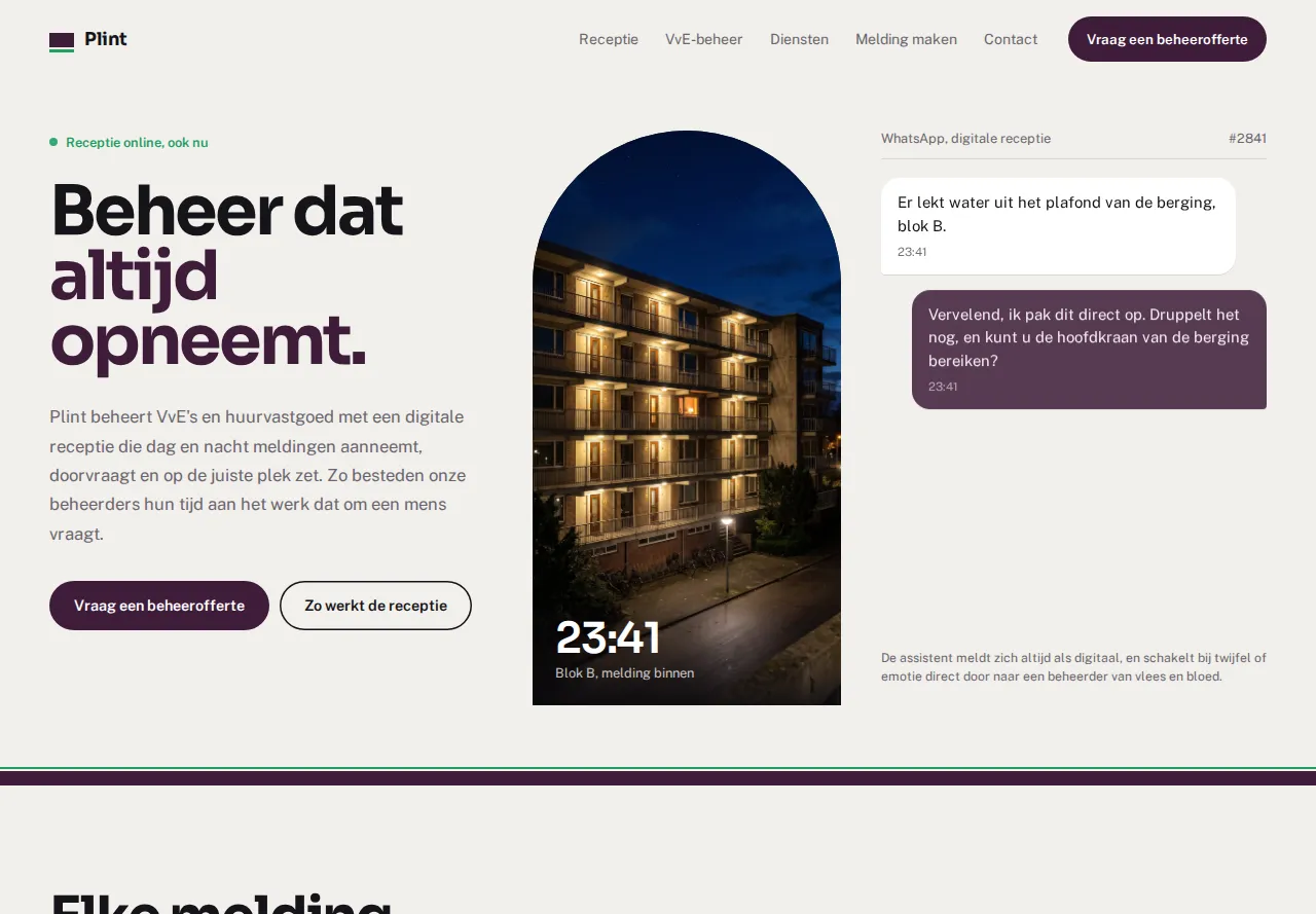 Homepage van de template Plint Vastgoedbeheer